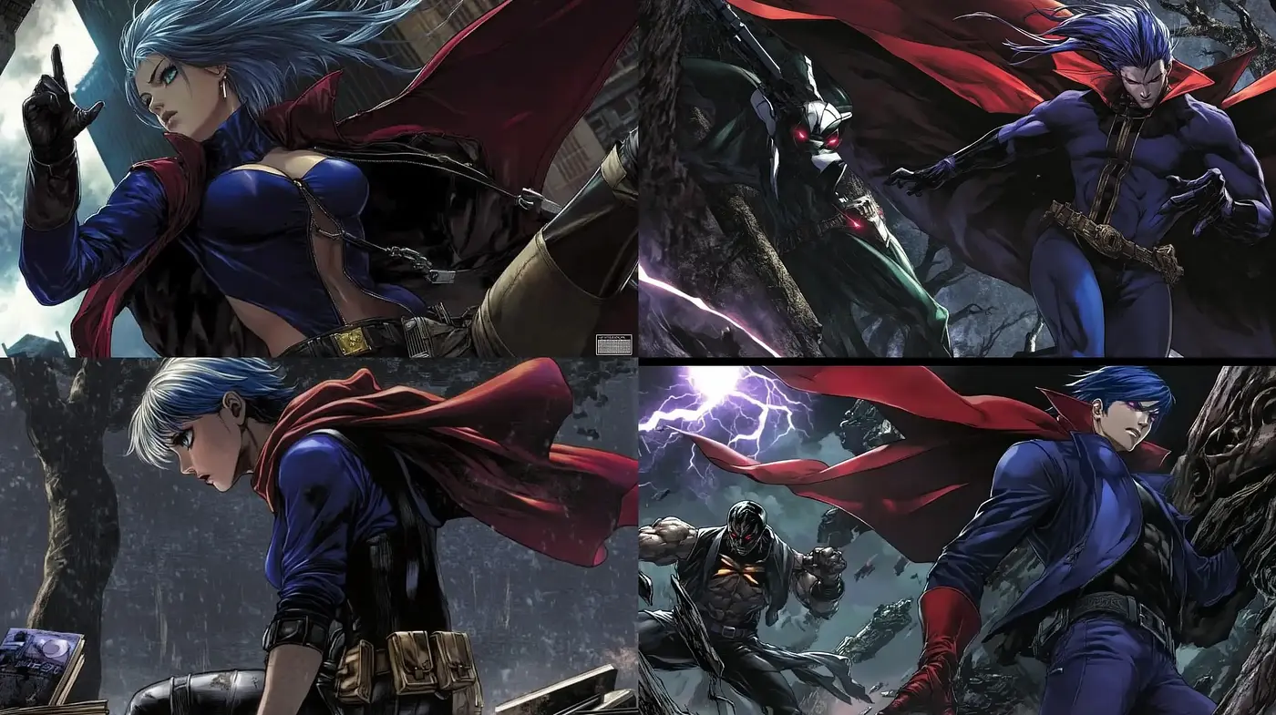 Dynamic Comic Book Heroism: An Exploration of Style Consistency in Action - Midjourney sref style