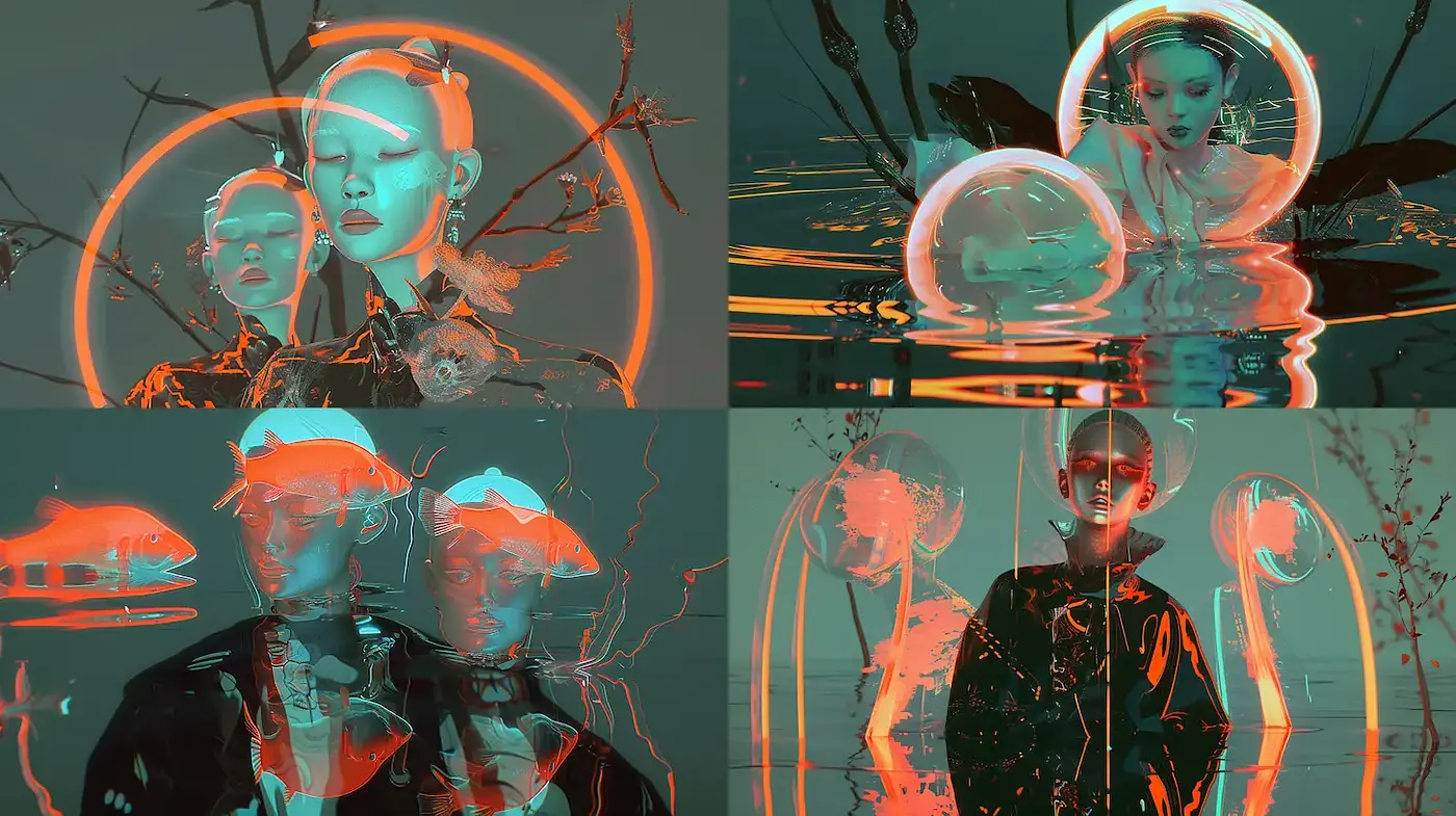 Futuristic and ethereal digital art with a surreal twist - Midjourney sref style