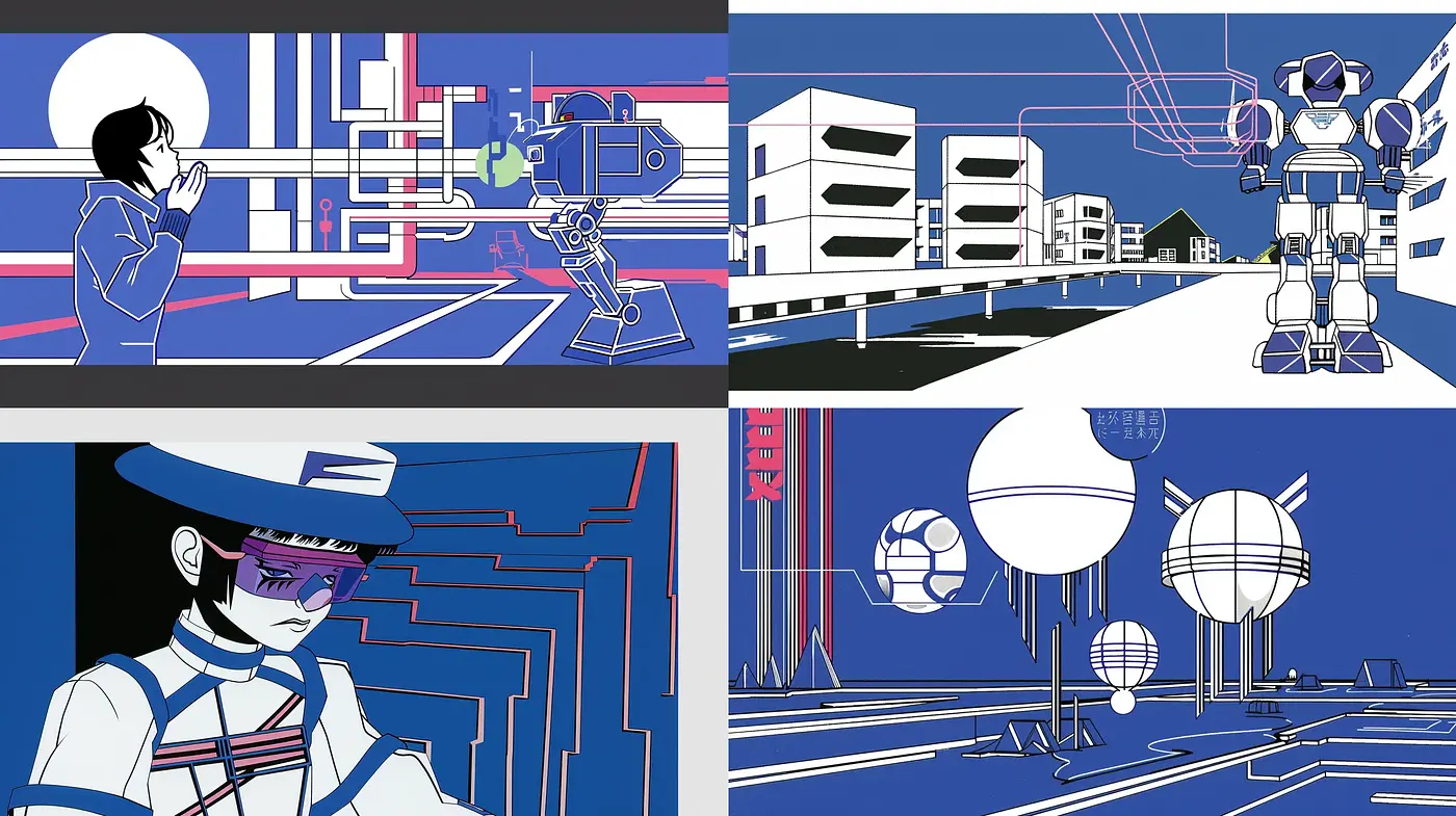 Futuristic Cybernetic Synthesis: A Neo-Tokyo Inspired Visual Harmony - Midjourney sref style