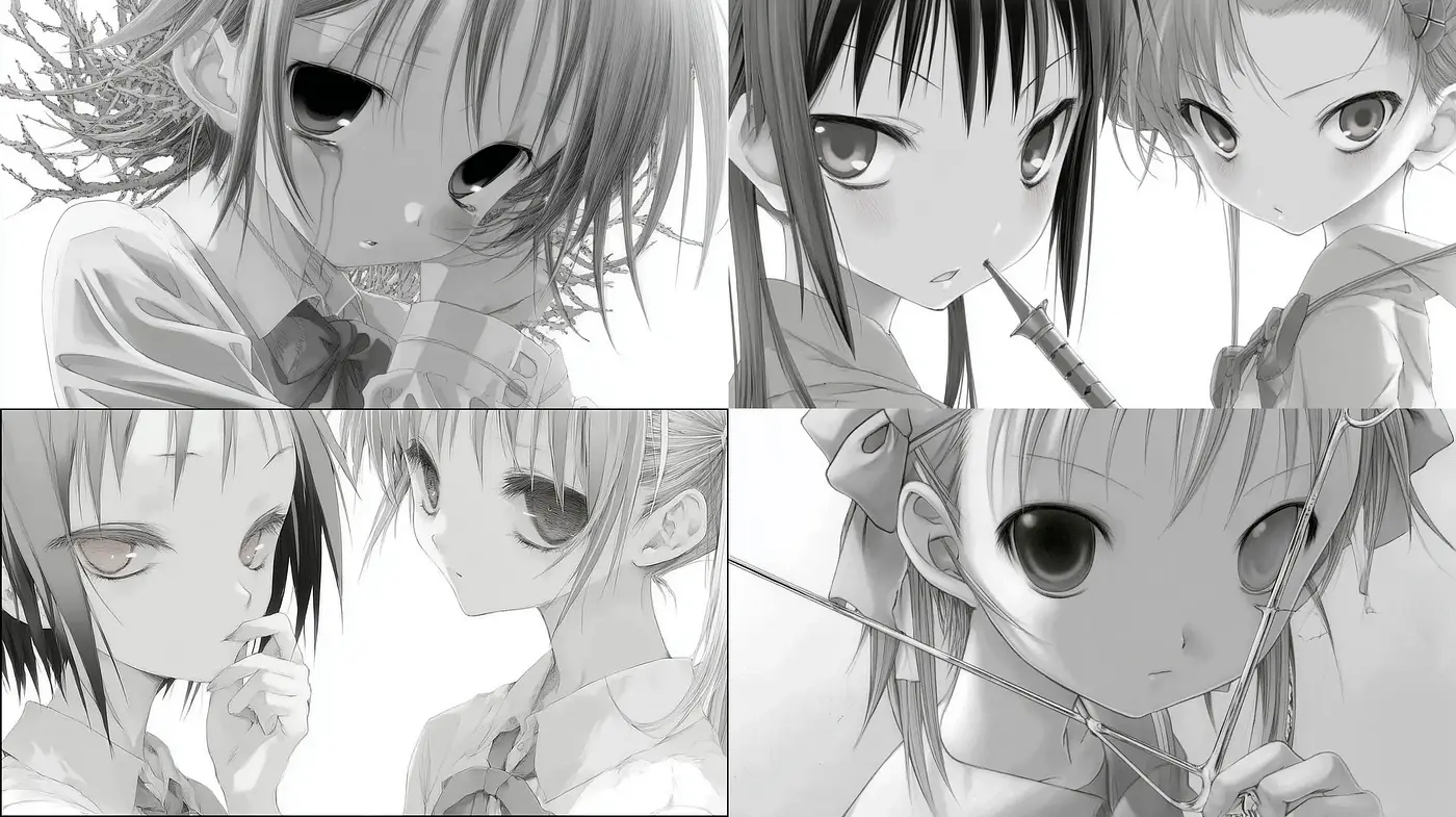 Soft and Elegant Anime-Inspired Illustrations in Monochrome - Midjourney sref style