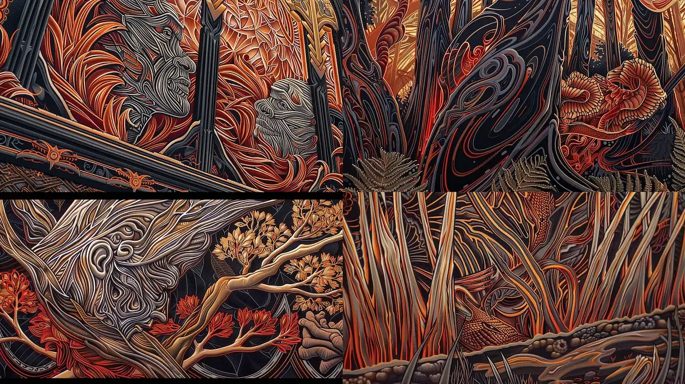 Intricate Organic Forms and Vivid Colors Inspired by Nature - Midjourney sref style