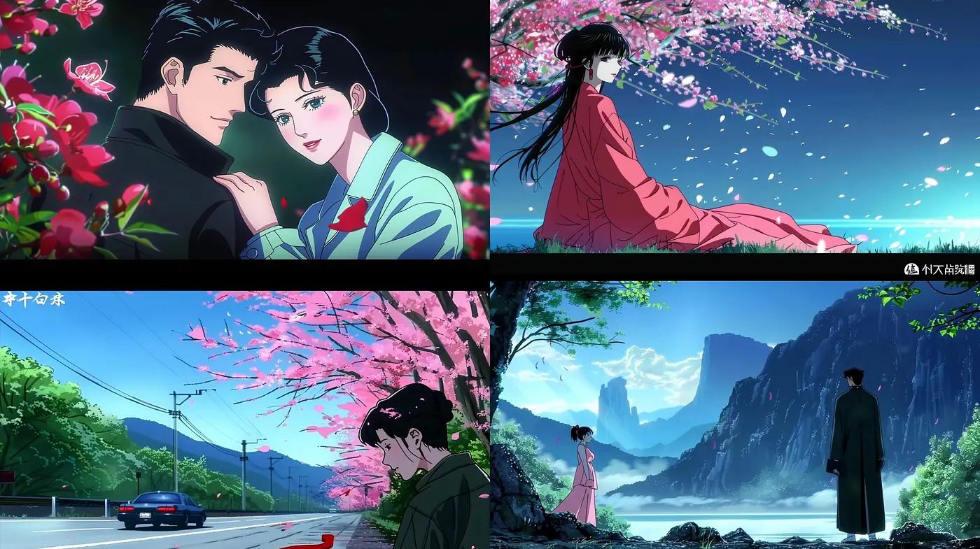 Ethereal Sakura Dreamscape: A Homage to Romantic Anime Landscapes - Midjourney sref style