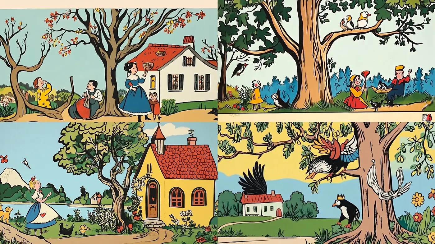 Retro Enchantment in Countryside Vignettes - Midjourney sref style