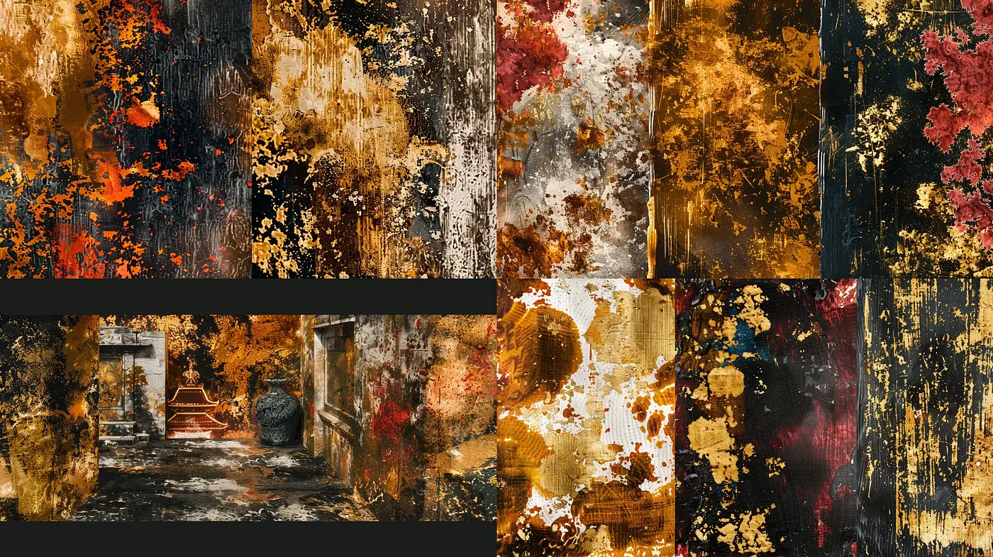 Abstract Textural Symphonies in Golden Sepia Tones - Midjourney sref style
