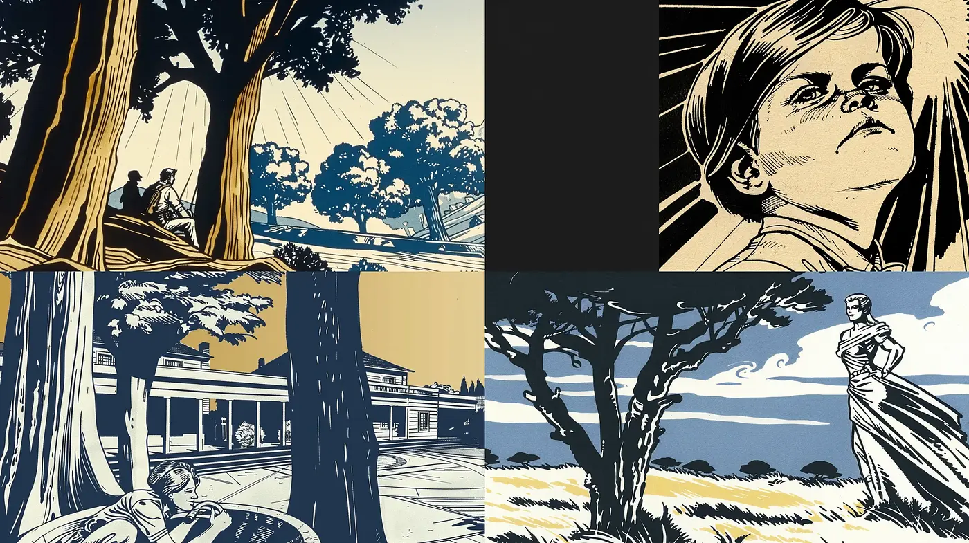 Noir Graphic Novel Illustrative Synthesis - Midjourney sref style
