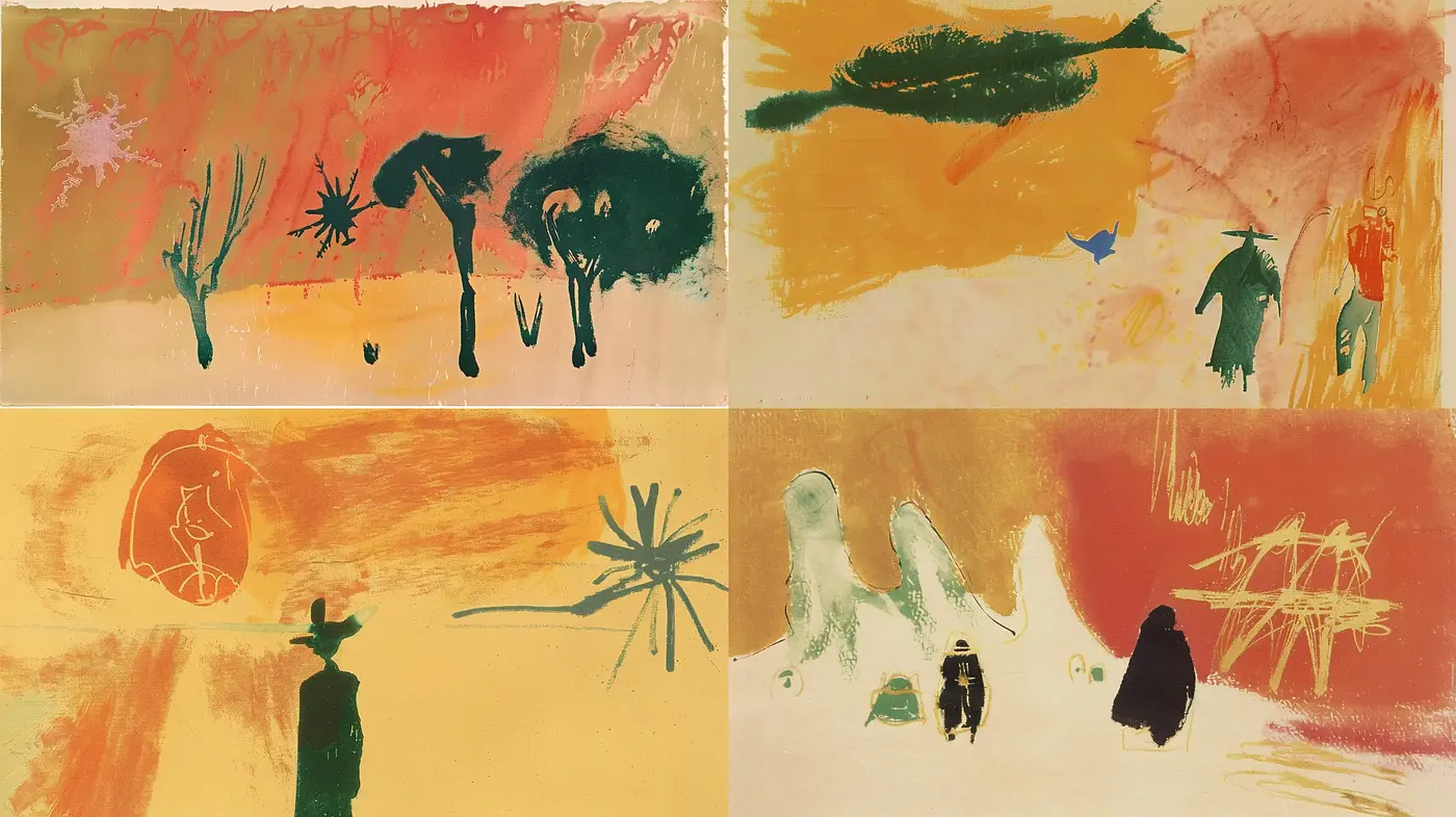 Abstract Expressionism with a Nostalgic Sunset Palette - Midjourney sref style