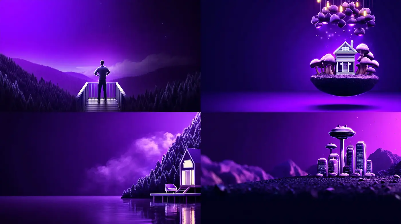 Surreal Purple Landscapes with a Dreamlike Quality - Midjourney sref style