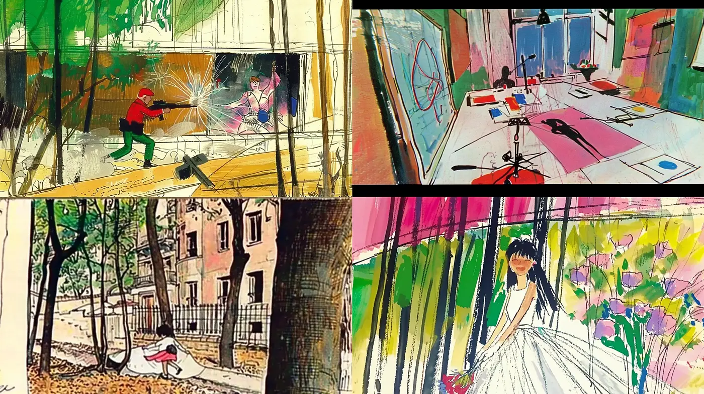 Vibrant Expressive Sketches with an Energetic Palette - Midjourney sref style