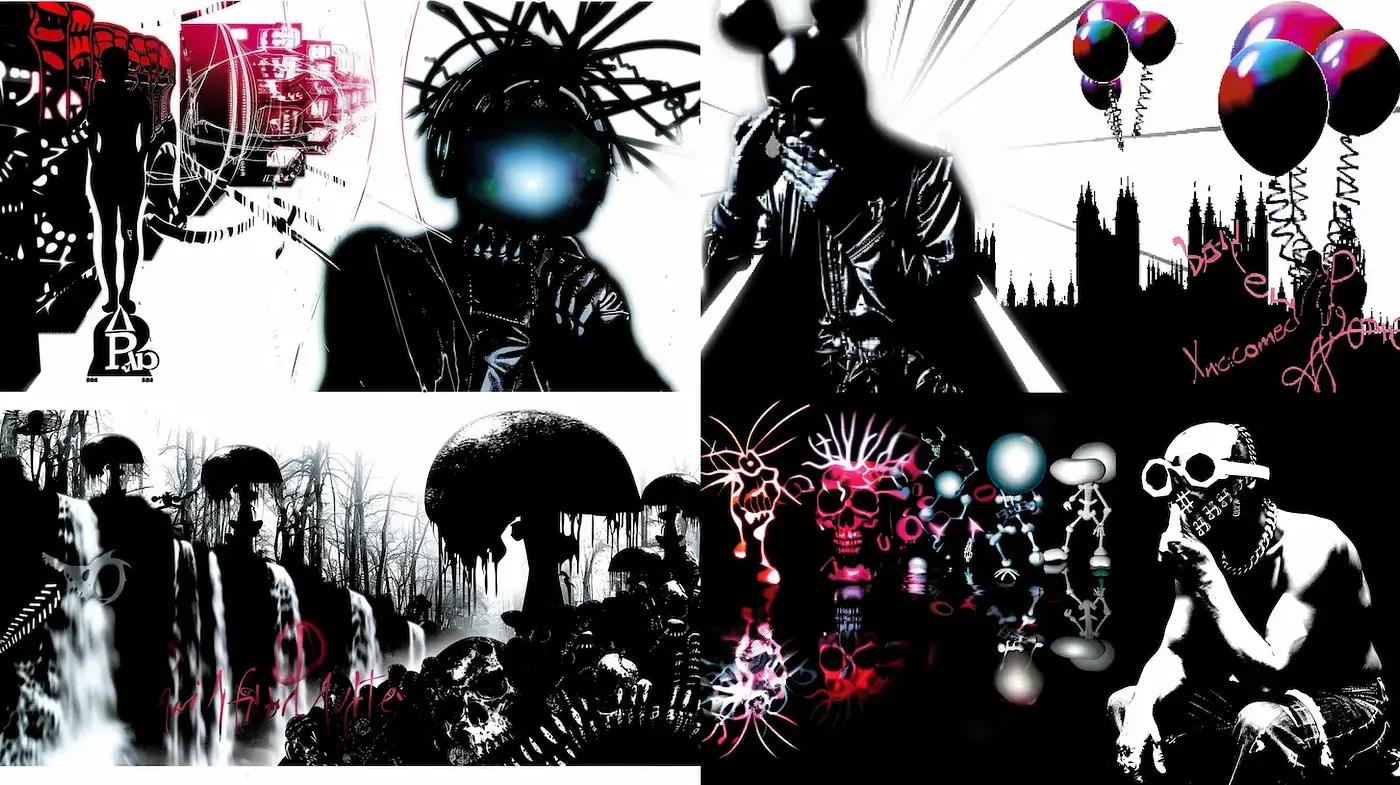 Surrealist Graffiti Art with Neon Elements - Midjourney sref style