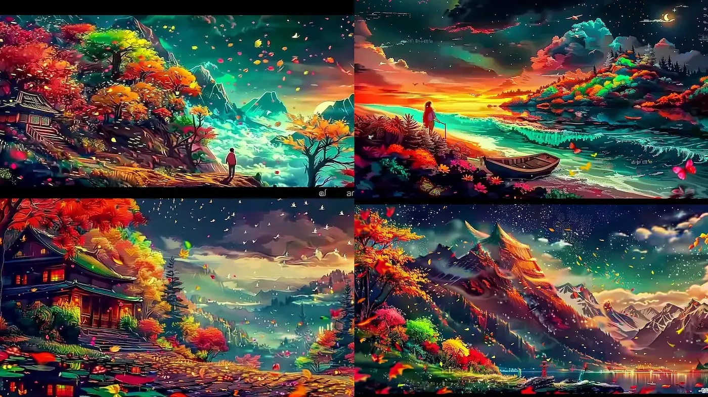 Vibrant Enchanted Landscapes with a Touch of Serenity - Midjourney sref style