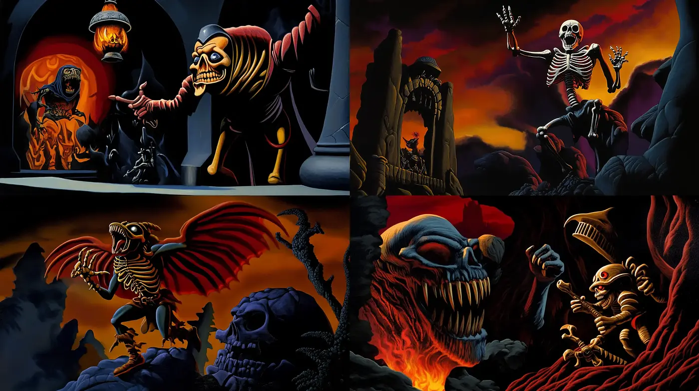 Gothic Fantasia: A Dance with Macabre and Flare in Fiery Ambers and Midnight Hues - Midjourney sref style