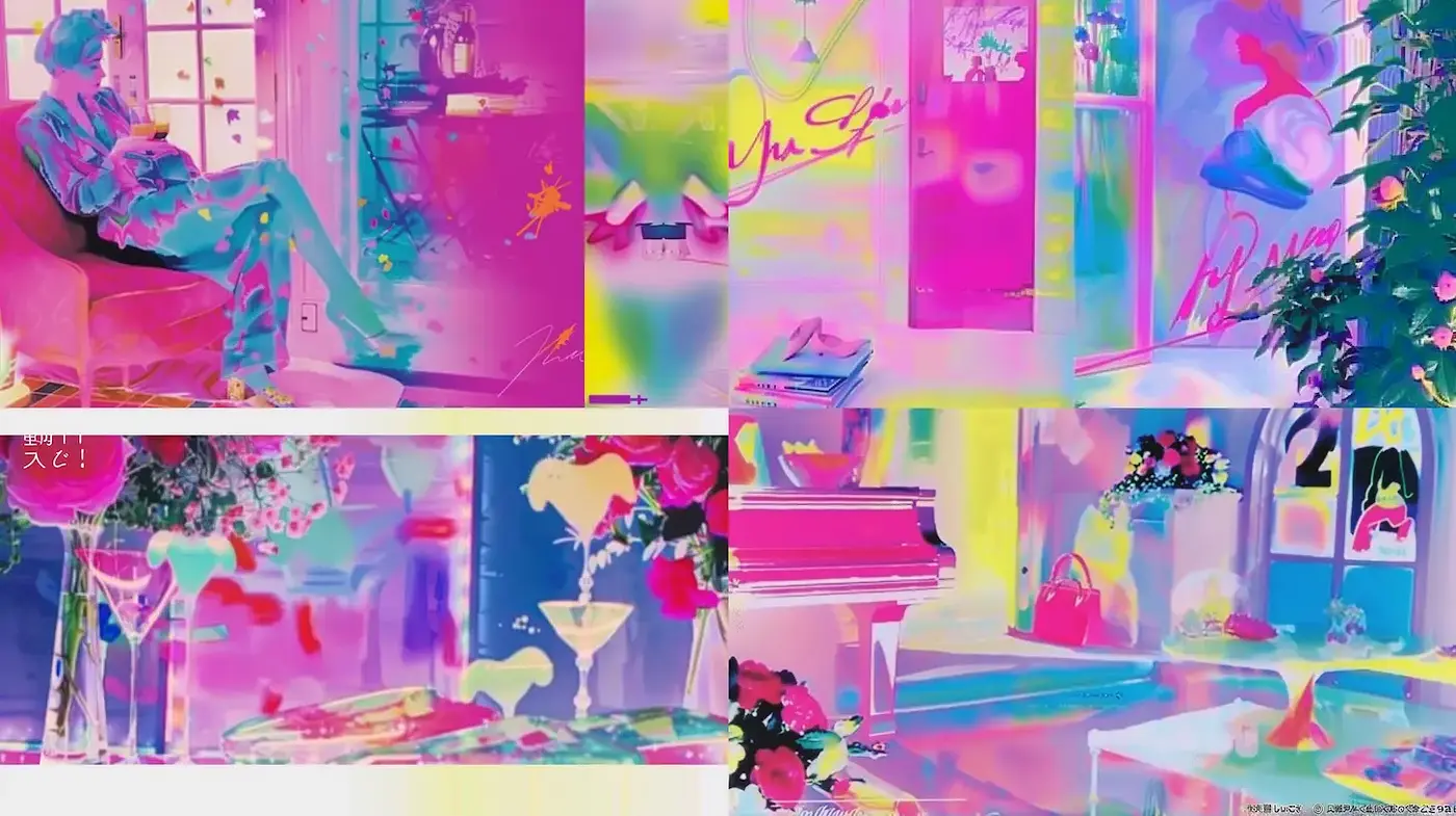 Vibrant and eclectic blend of abstract expressions with nostalgic overtones - Midjourney sref style