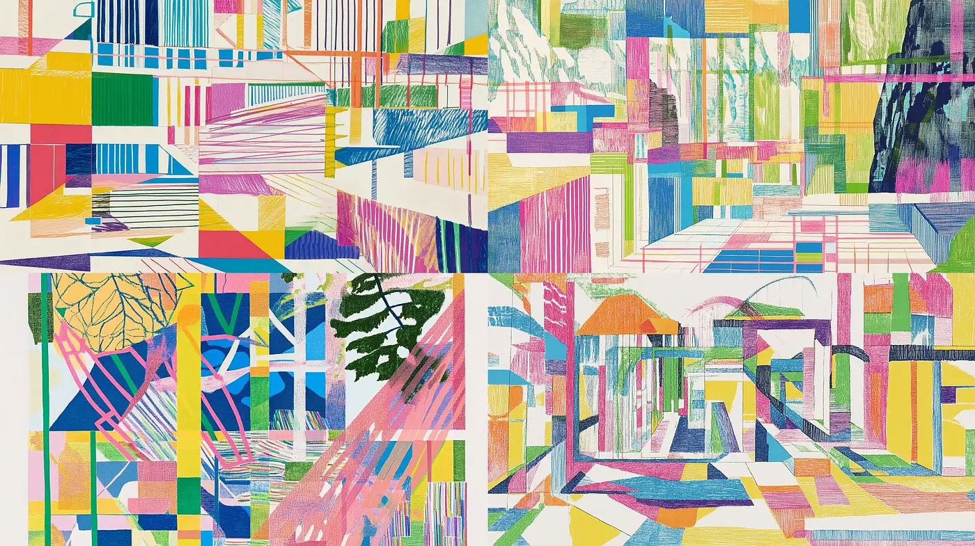 Geometric Abstraction in a Pastel Color Universe - Midjourney sref style
