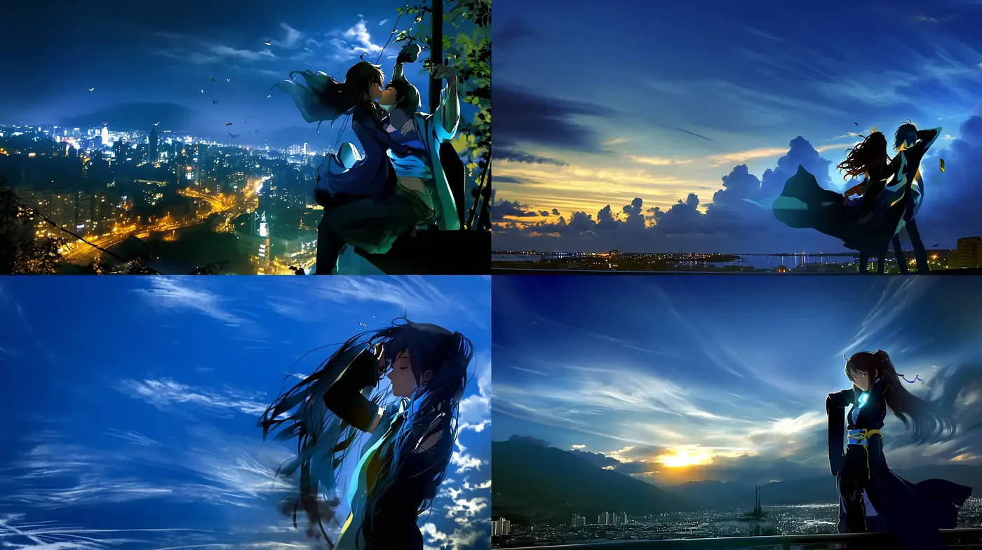 Ethereal Twilight Serenade in a Dynamic Anime-Inspired Dreamscape - Midjourney sref style