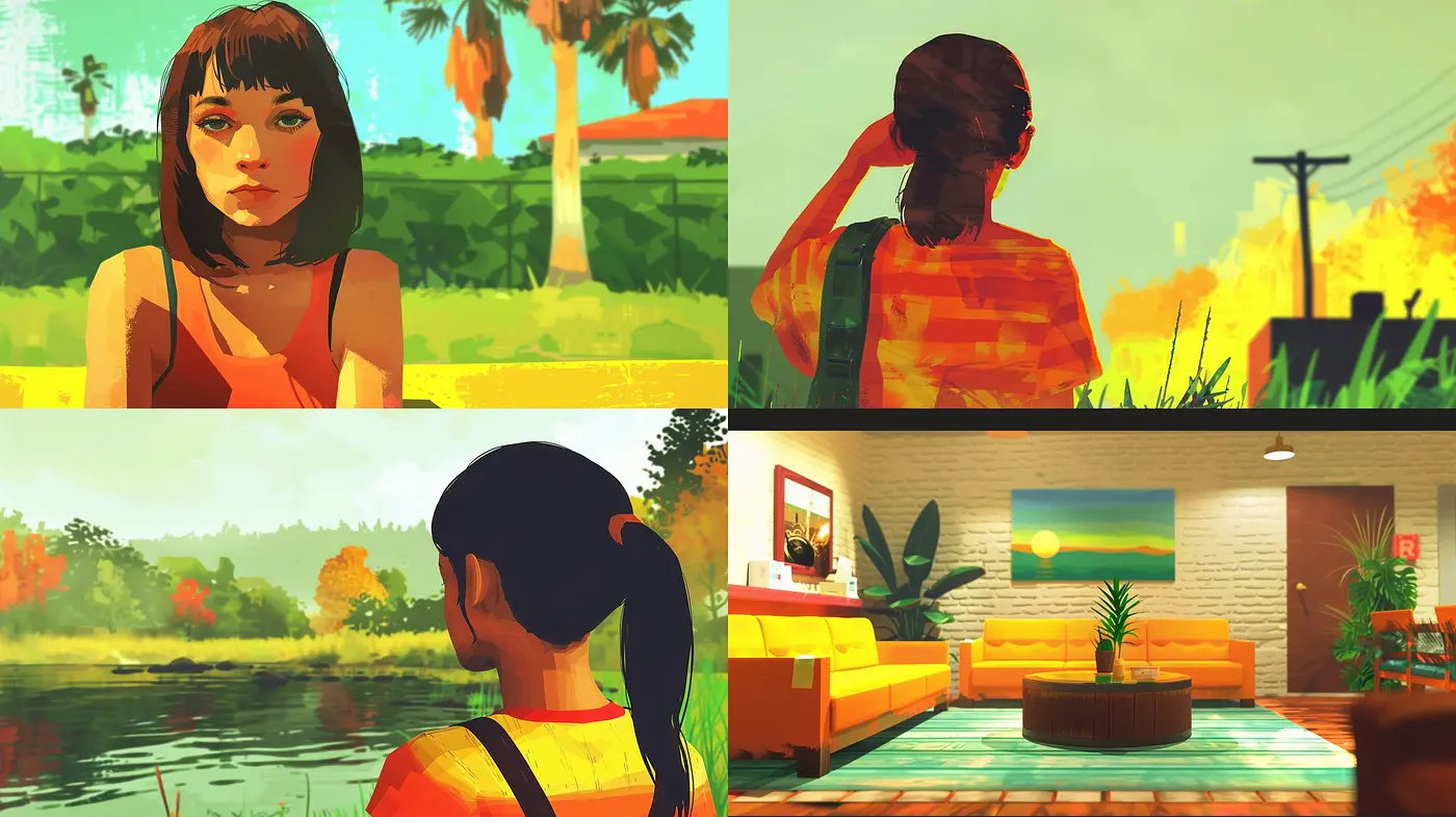Warmly Rendered Nostalgia: A Harmony of Vintage Hues and Contemporary Illustration - Midjourney sref style