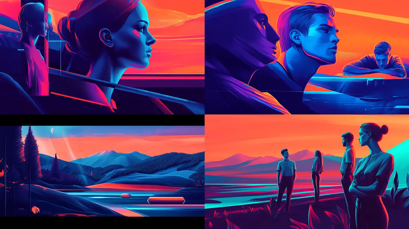 Neon Dusk: A Synthwave Journey Through Digital Landscapes - Midjourney sref style