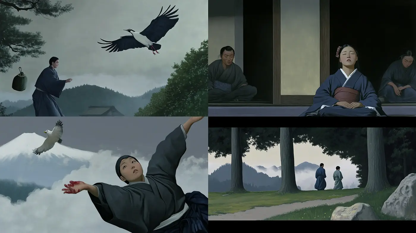 Ethereal Serenity: A Harmonious Blend of East Asian Narrative Painting - Midjourney sref style