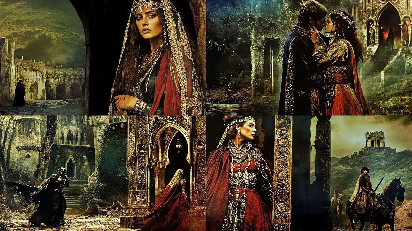 Ethereal Medieval Fantasia: A Tapestry of Warm Hues and Mystic Ambiance - Midjourney sref style