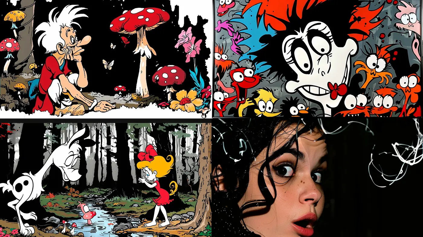 Eclectic Animated Fusion: A Synchronous Dance of Ink and Paint - Midjourney sref style
