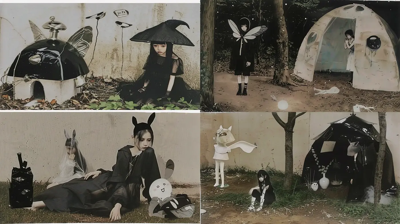Whimsical Sepia Dreamscape with Fantastical Elements - Midjourney sref style