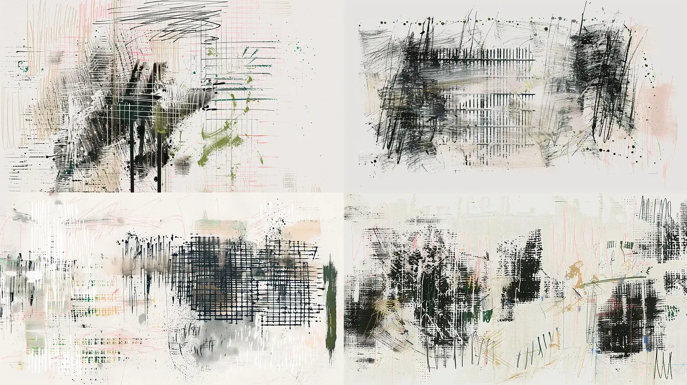 Abstract Textural Consistency with Stylized Monochromatic Overlay - Midjourney sref style