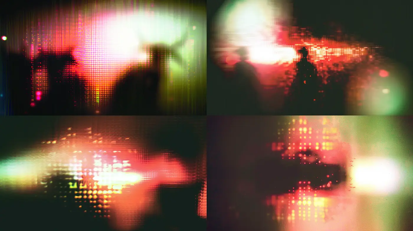 Ethereal Chromatic Abstraction in Digital Grain - Midjourney sref style