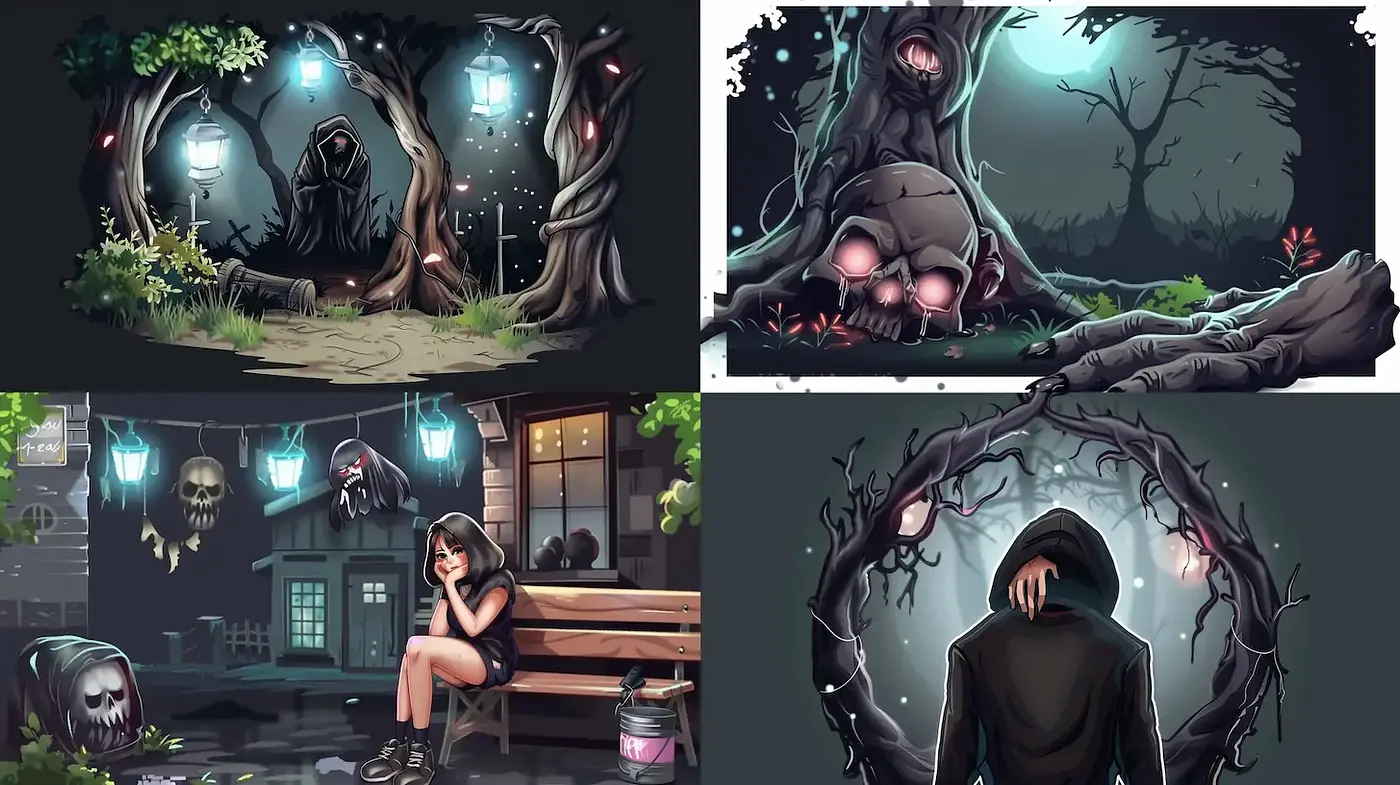 Mysterious and Eerie Artistic Representation with Gothic Elements - Midjourney sref style