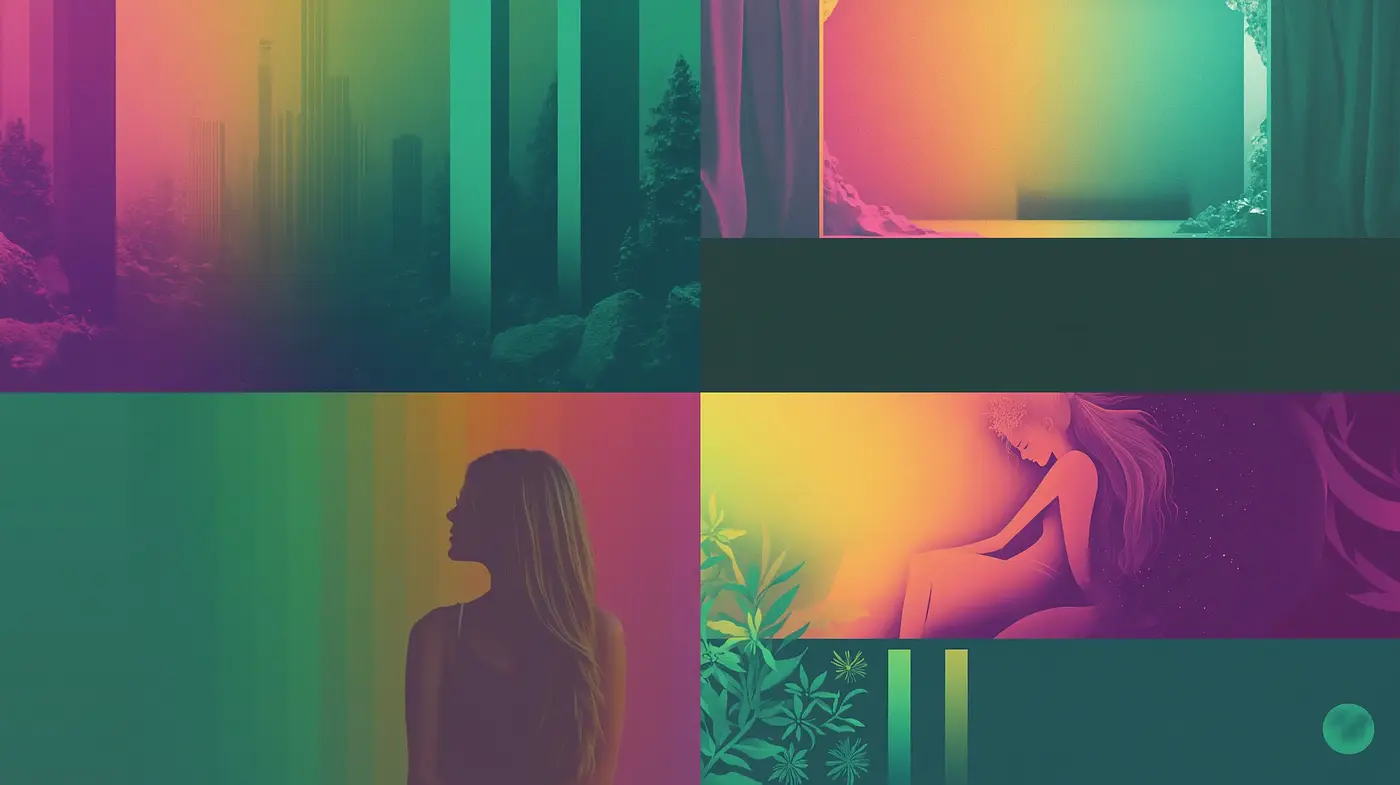 Surreal Gradient Fusion with a Retro Synthwave Essence - Midjourney sref style