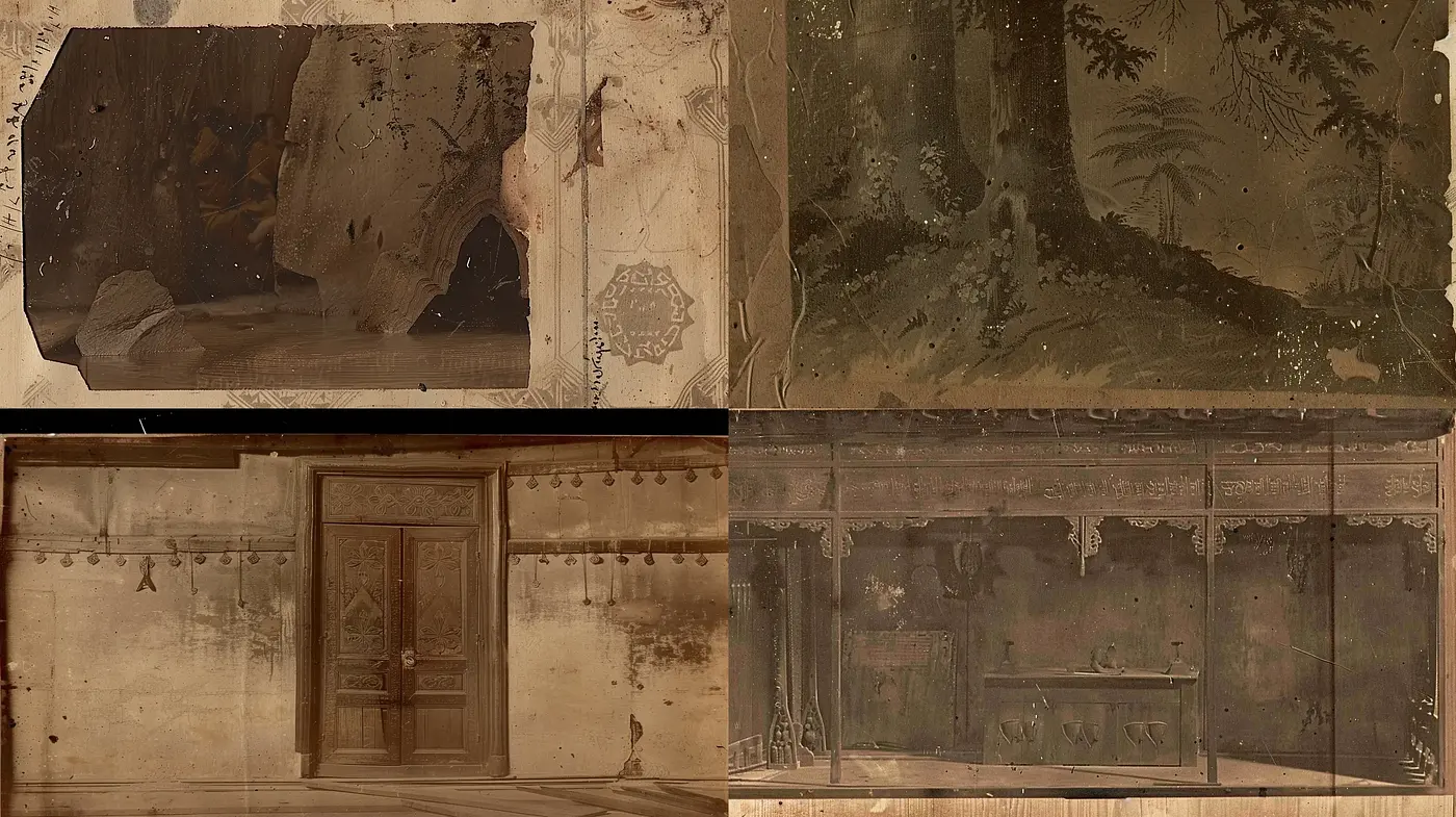 Sepia-Toned Archival Aesthetic with Textural Homogeneity - Midjourney sref style