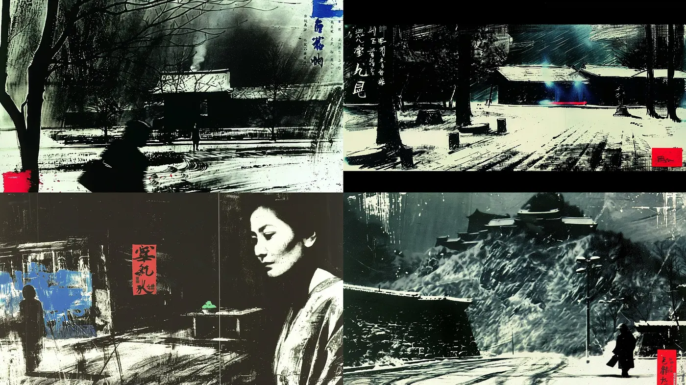 Monochrome Melancholy: Brushstroke Symphony in Stark Contrast - Midjourney sref style