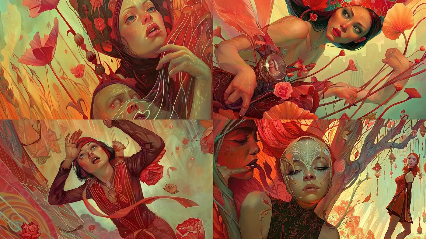 Ethereal Florals and Dreamlike Hues: A Synchronous Dance of Colors and Emotions - Midjourney sref style