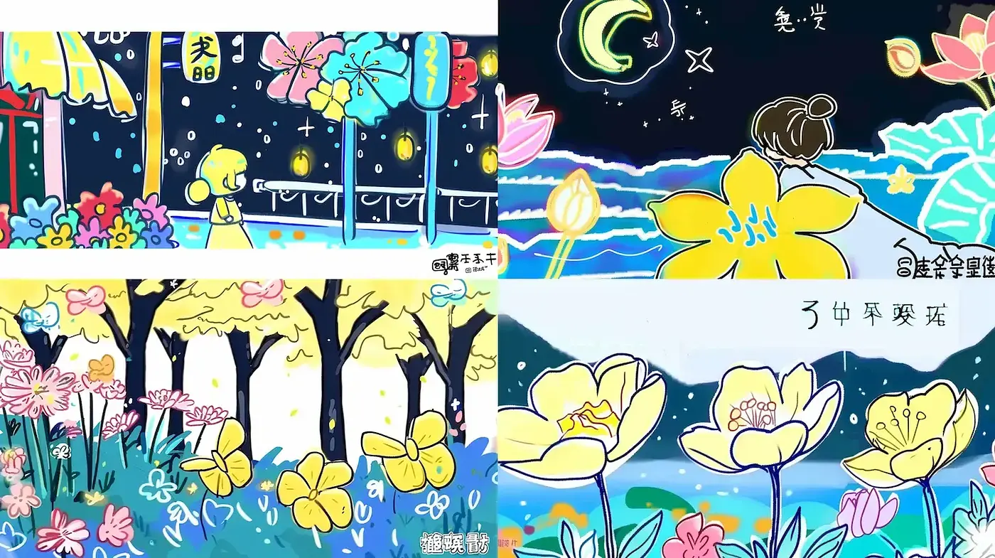 Whimsical Nature-Inspired Illustrations with a Playful Palette - Midjourney sref style