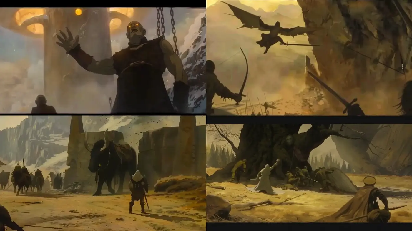 Epic Tableau of Fantastical Desolation and Adventure - Midjourney sref style