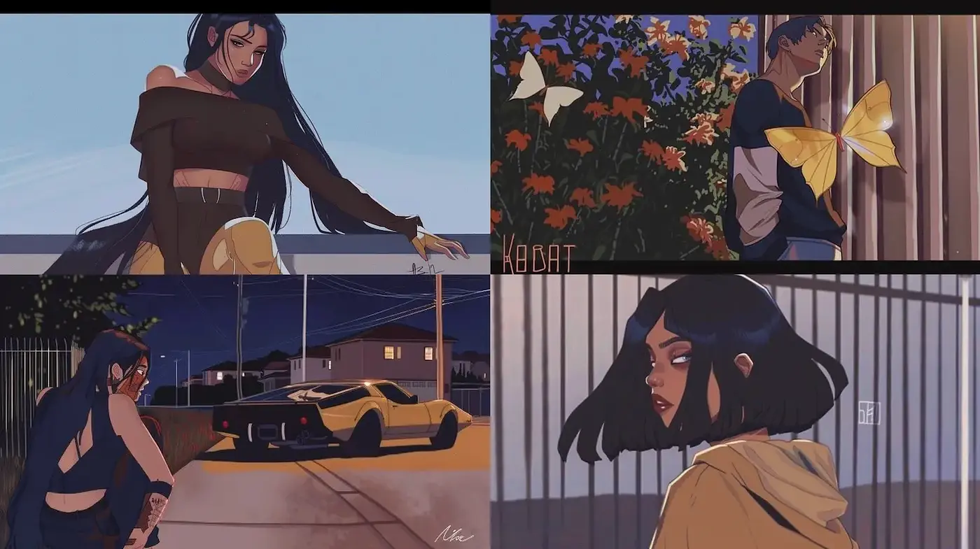 Vibrant Urban Illustration with a Modern Aesthetic - Midjourney sref style