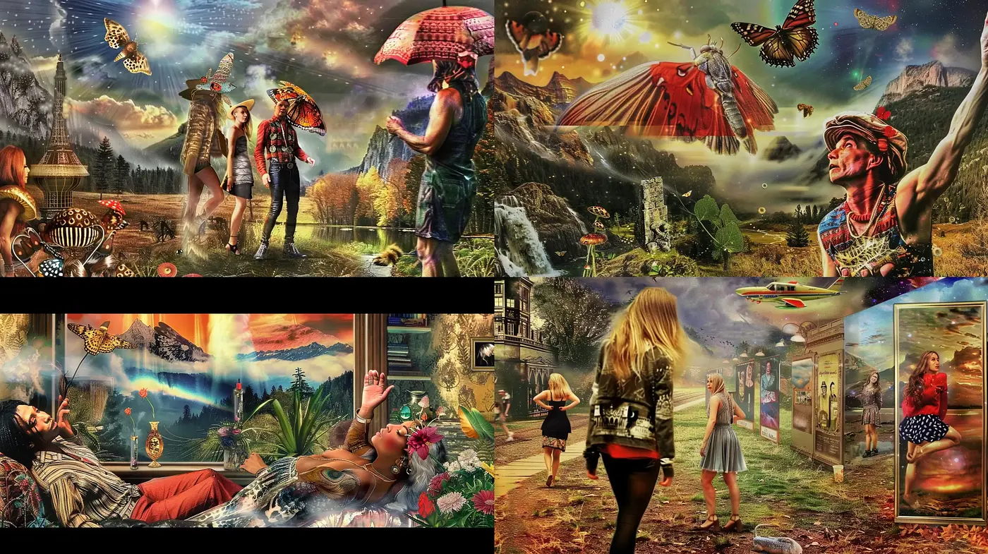 Eclectic Dreamscapes: A Fusion of Surrealism and Magical Realism with a Glimpse of Fantasy - Midjourney sref style