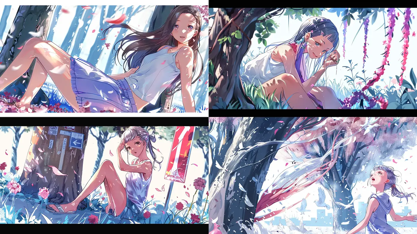 Ephemeral Nature Embraced: A Vivid and Ethereal Anime-Inspired Dreamscape - Midjourney sref style