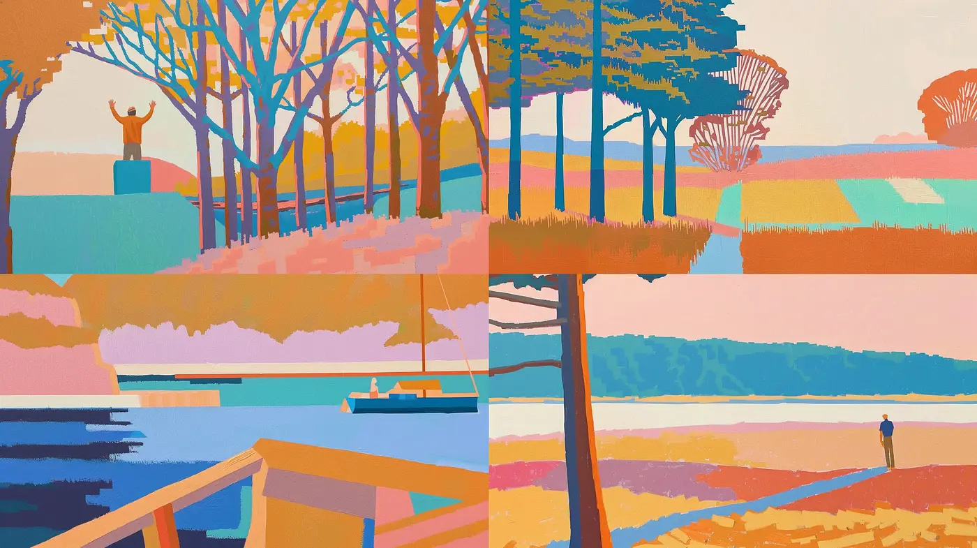 Pastel Serenity: A Harmonious Blend of Idyllic Landscapes and Tranquil Hues - Midjourney sref style