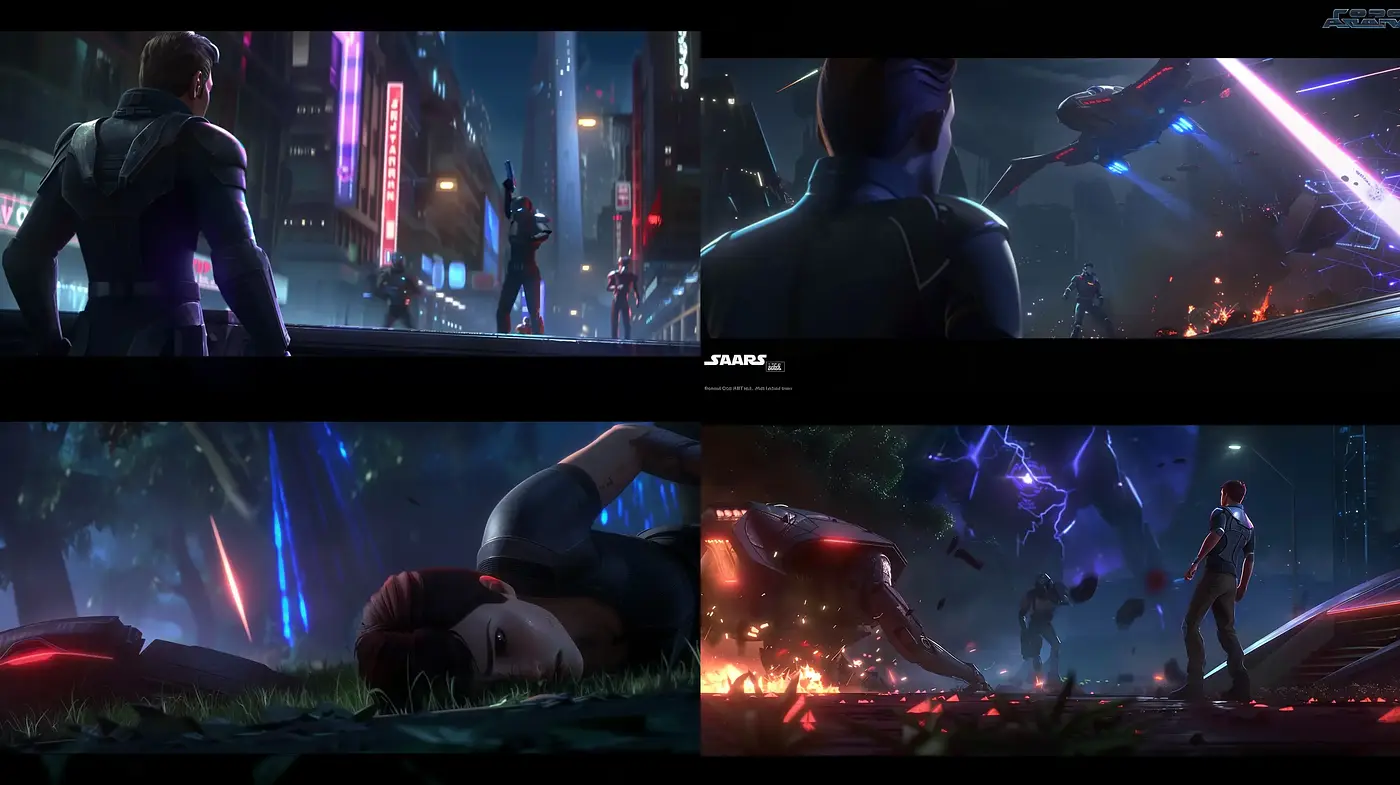 Neo Cybernetic Dreamscape: A Fusion of Futuristic Neon and Dynamic Composition - Midjourney sref style
