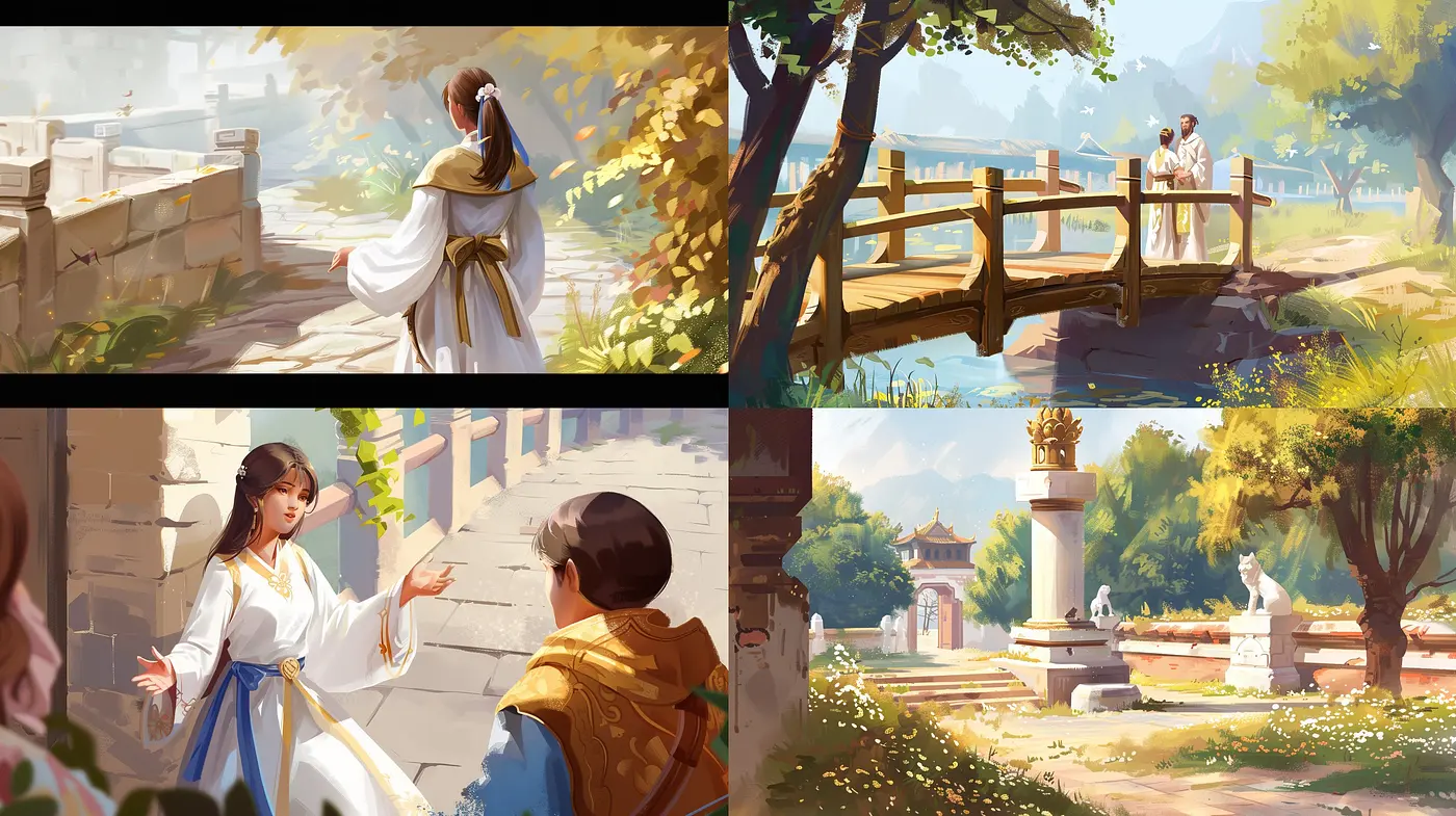 Ethereal Lightness Amidst Warm Earthen Hues: A Homage to Pastoral Serenity and Eastern Elegance - Midjourney sref style