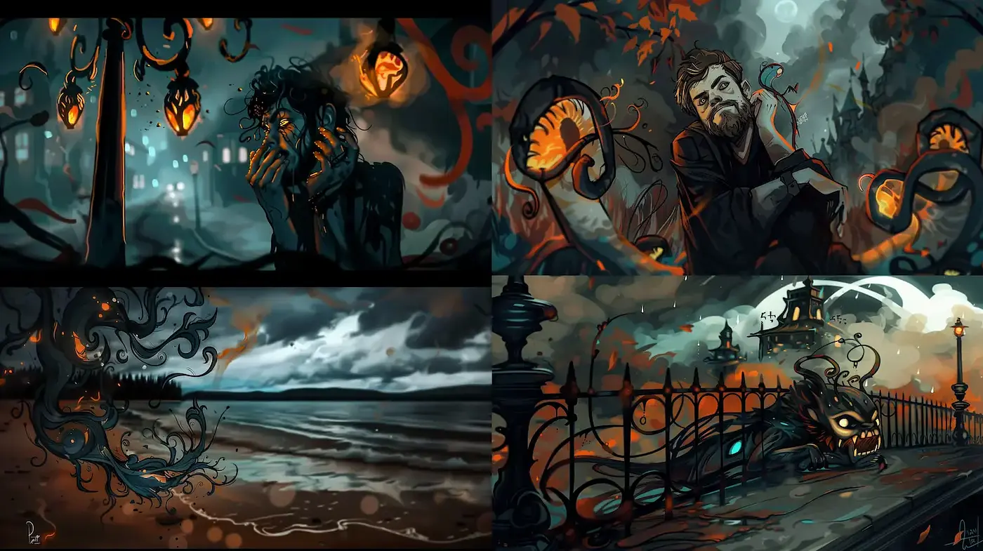 Dark and Enigmatic Illustrations with a Surrealistic Touch - Midjourney sref style