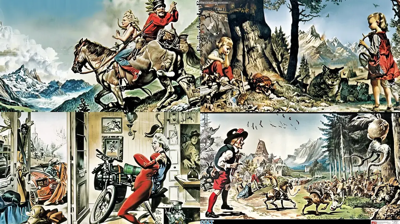 Eclectic Vintage Adventure Illustrations Blending Fantasy and Reality - Midjourney sref style