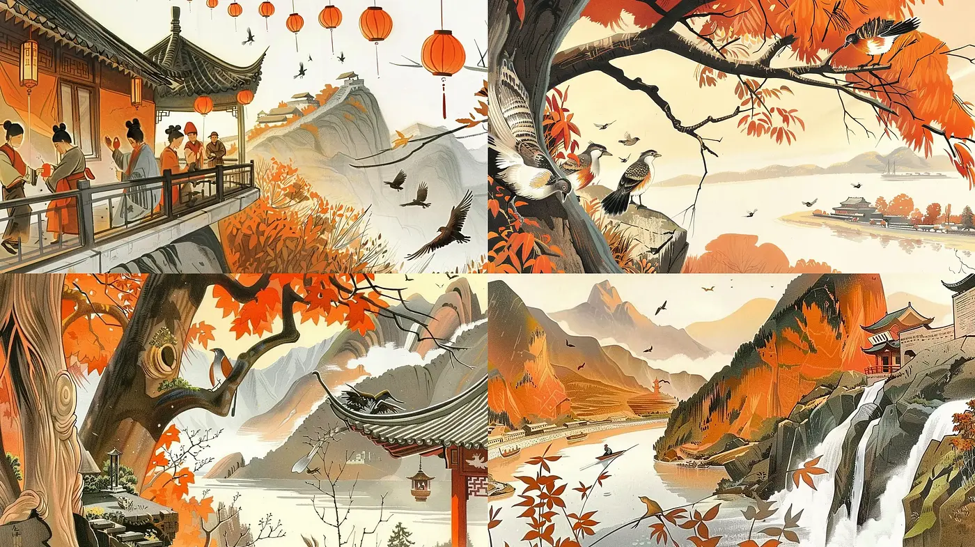 Autumnal Serenity in an East Asian-Inspired Artistic Fusion - Midjourney sref style