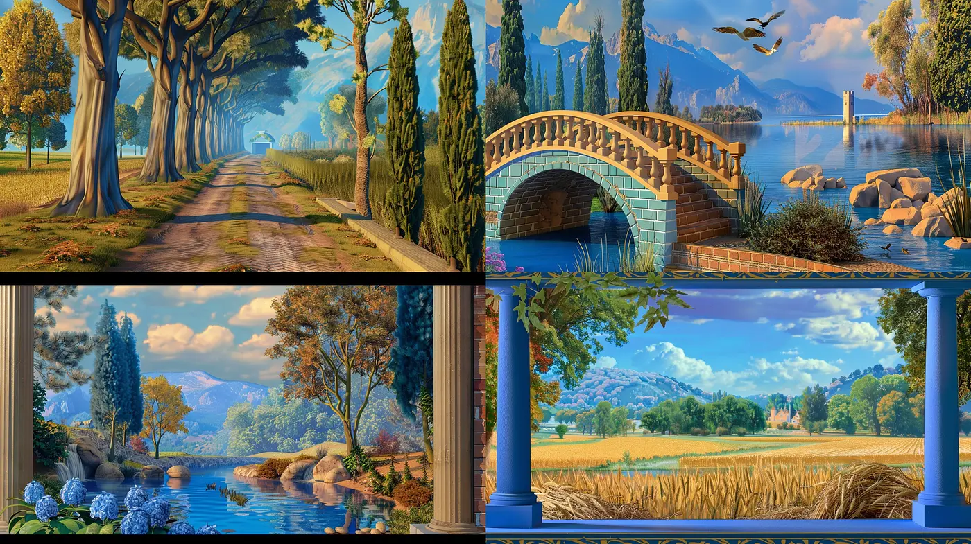 Luminous Pastoral Serenity: A Study in Consistent Digital Impressionism - Midjourney sref style