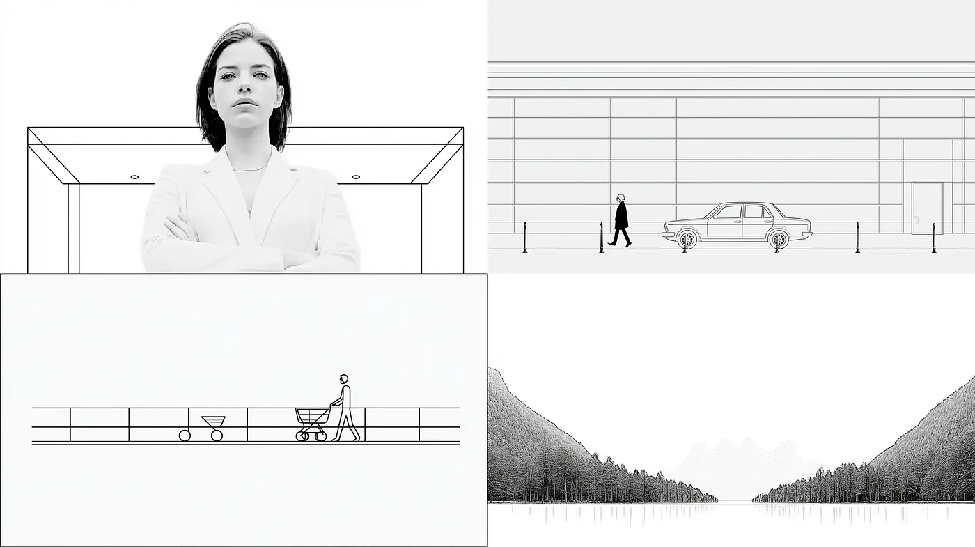 A Study in Minimalist Monochrome, Evoking Modernism and Clean Aesthetics - Midjourney sref style