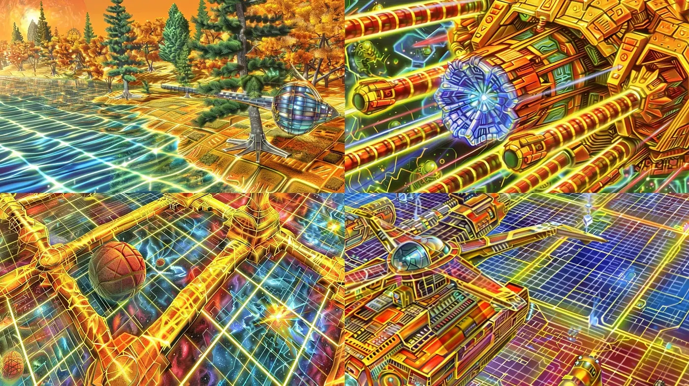 Luminous Circuitry Dreamscape: A Fusion of Surrealism and Cybernetic Fantasy - Midjourney sref style