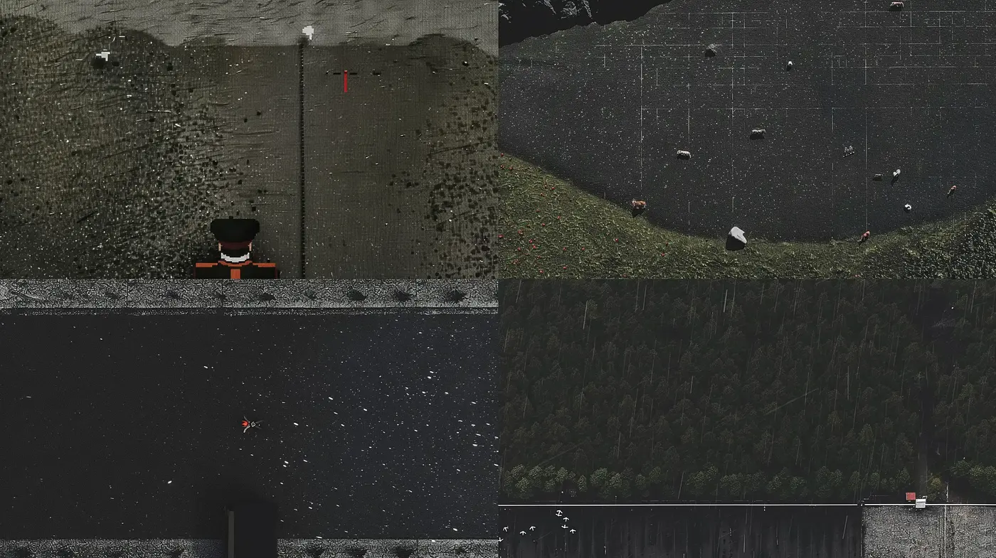 Ethereal Drone's-Eye Textural Tableau - Midjourney sref style