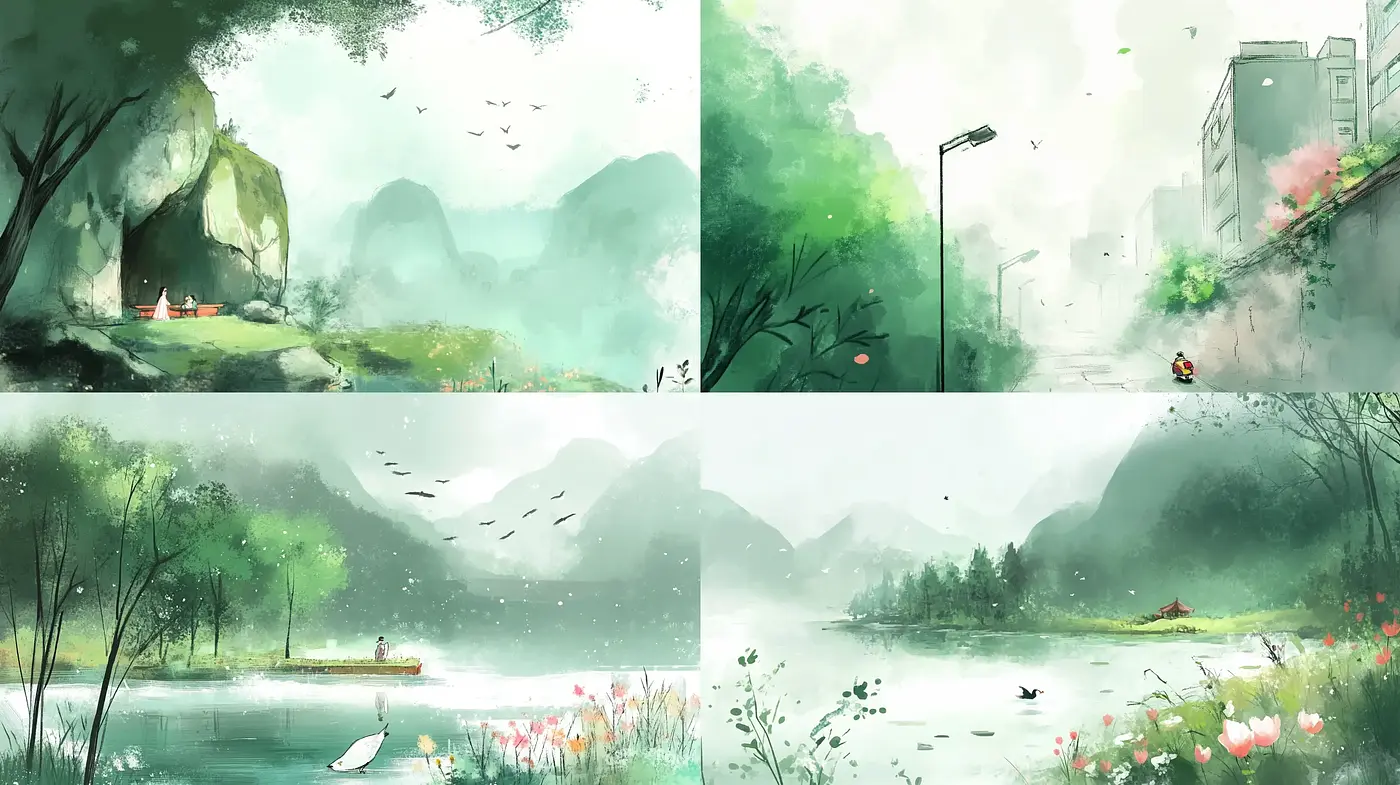 Ethereal Watercolor Landscapes: A Whimsical Blend of Nature and Serenity - Midjourney sref style