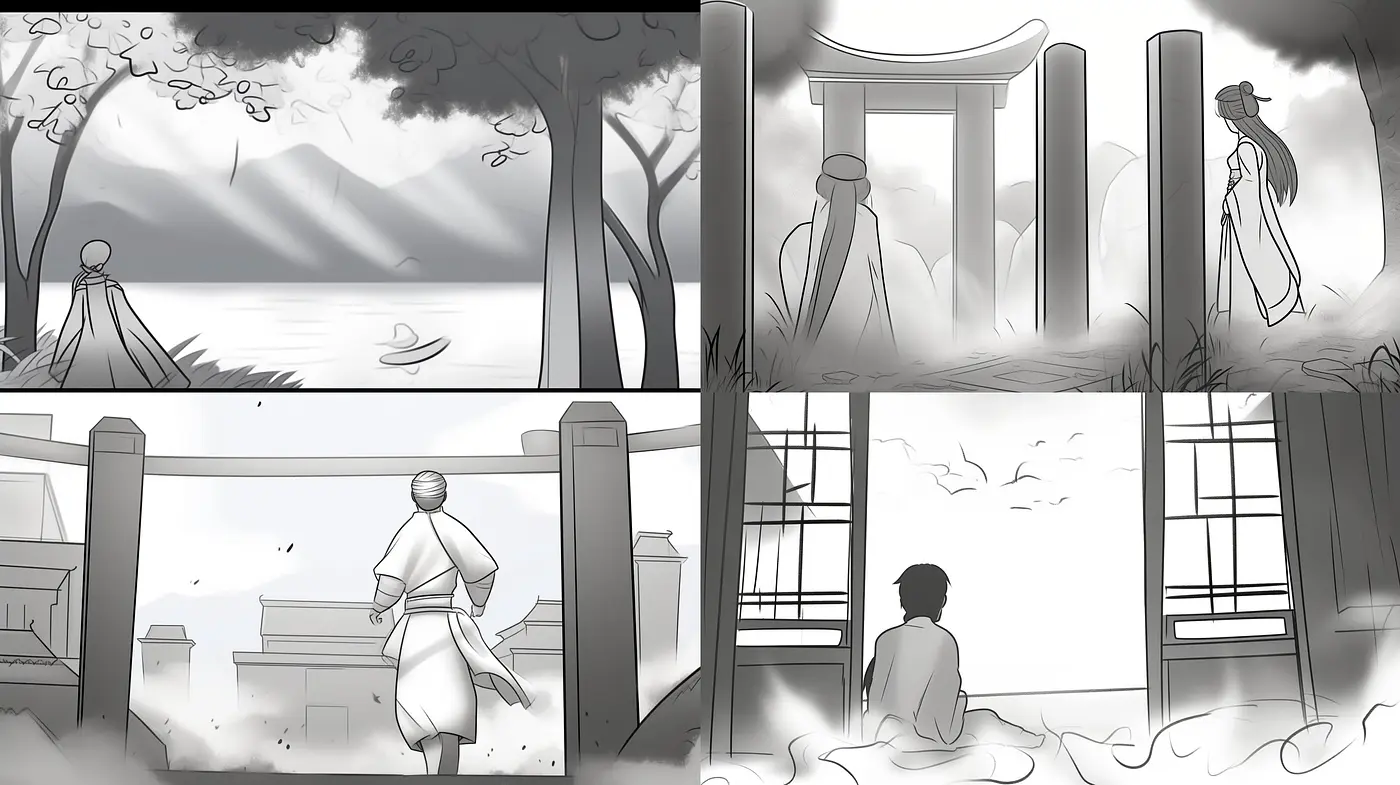Monochromatic Serenity in Brushstroke Harmony: A Homage to Traditional Japanese Ink Wash Painting - Midjourney sref style