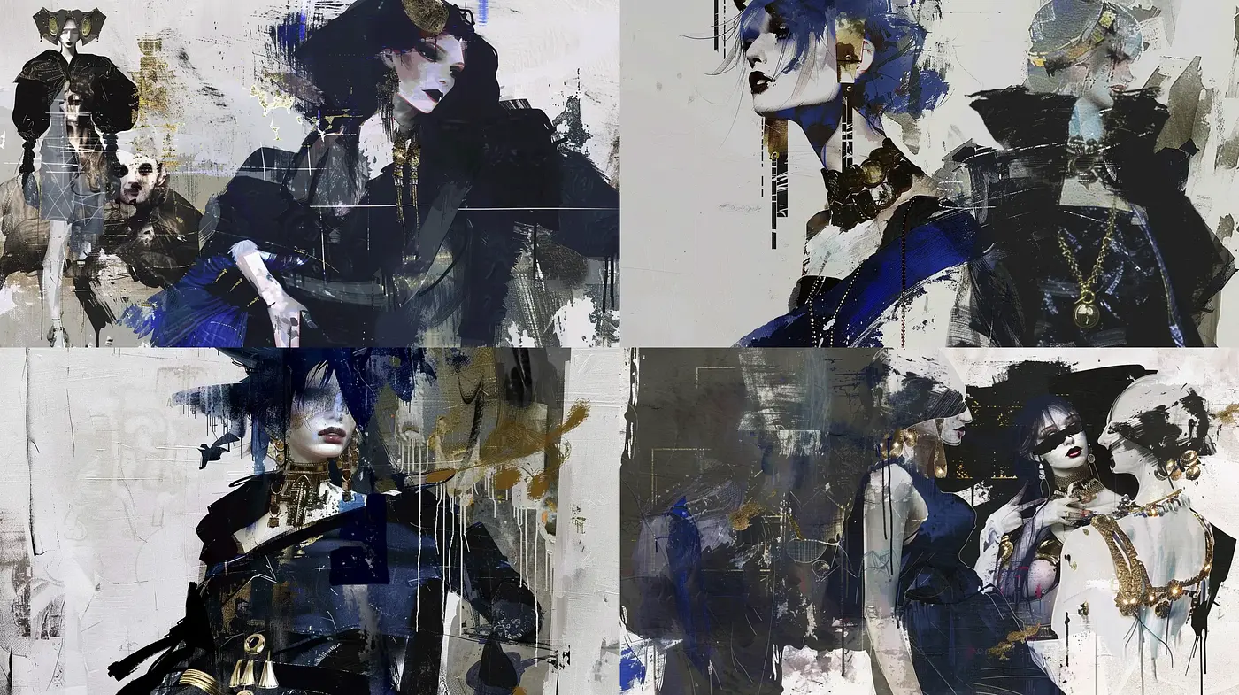 Abstract Dystopian Brushstrokes with a Monochromatic Spectrum - Midjourney sref style
