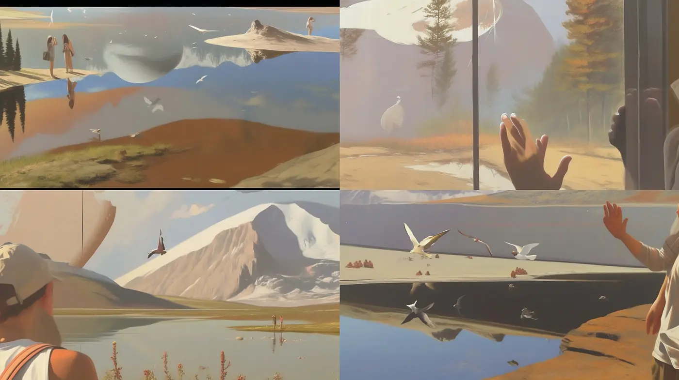 Serenity in Surreal Landscapes: A Consistent Journey of Ethereal Vistas and Warm Hues - Midjourney sref style